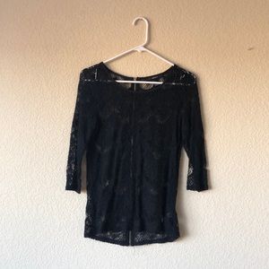 Black eyelash long sleeve top